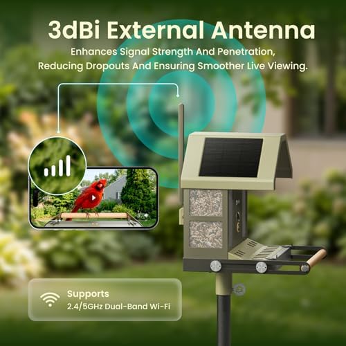 Smart Bird Feeder with Camera 4K, 2.4/5GHz Wi-Fi (Birdfy Metal 2 4K)