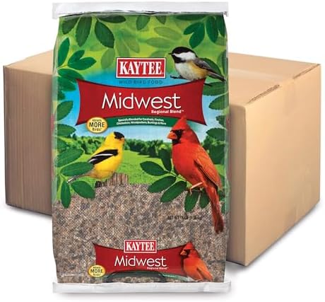 Kaytee Midwestern Regional Seed Blend for Cardinals, Finches, Chickadees, Woodpeckers and Other Outside Wild Birds, 14 Pound Box