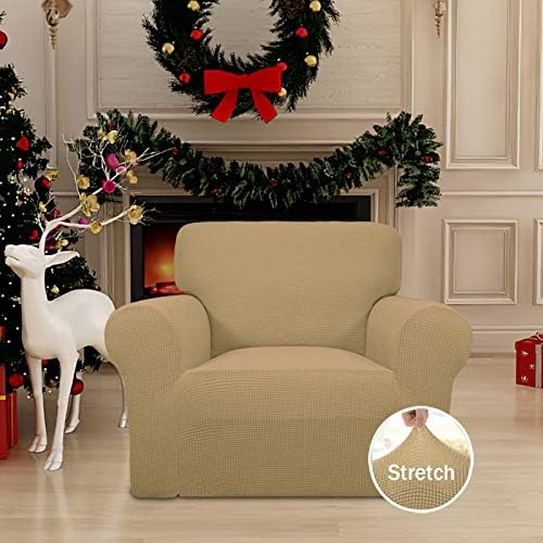 Easy-Going Stretch Chair Slipcover with Arm Washable Golden