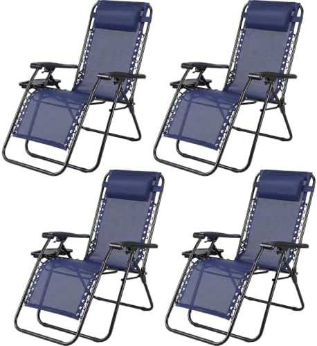 Sweetcrispy Zero Gravity Chairs Set of 4, Reclining Camping Chair