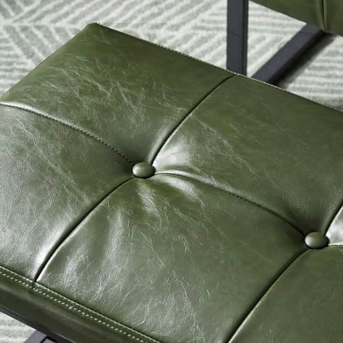 Glitzhome Ottoman Bench Pack of 2, Modern PU Leather Vanity Stools Chairs with Metal Frame, Makeup Stool Padded Foot Rest Stool for Living Room Vanity, Entryway, Bathroom,Green