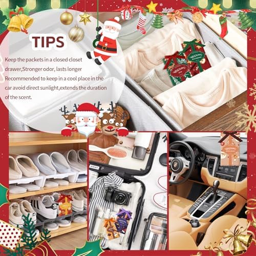 SCENTORINI Christmas Scented Sachets for Drawer and Closet, 6 Pack XL