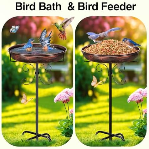 Daoeny 35In Metal Bird Bath for Outside, Vintage Freestanding Birdbaths & Birdfeeder, Bird Baths Feeder Bowl for Outdoors Garden Patio Yard Lawn Decor, Upgraded 5-Pronged Base (Antique Bronze)