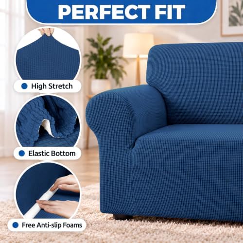 KEKUOU Stretch Oversized Couch Covers for Sofa Slipcover,Classic Blue