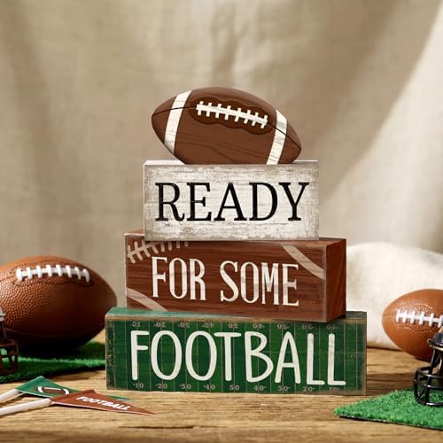Yuntau 4 Pcs Fall Football Decorations for Home Farmhouse Tiered Tray Decor