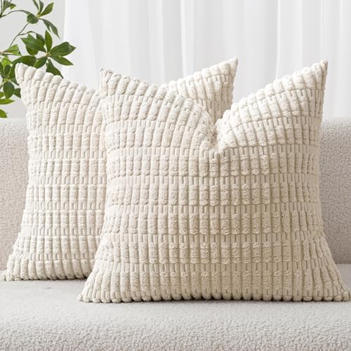 MIULEE Euro Sham Decorative Throw Pillow Covers 26x26 Cream White Pack of 2