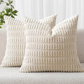 MIULEE Euro Sham Corduroy Decorative Throw Pillow Covers 24x24 Cream White