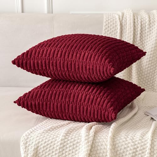 MIULEE Christmas Euro Decorative Pillow Covers 26x26 Burgundy Pack of 2
