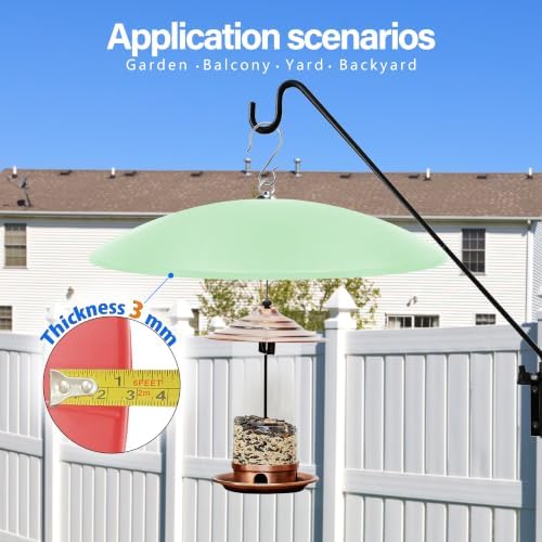 19.25-Inch Extra Large Squirrel Baffle,Hummingbird Feeder Shade Dome Cover, Bird Feeder Rain Guard, Hanging Squirrel Proof for Shepherd's Hook Outdoors(Grass Green) 2 Pack