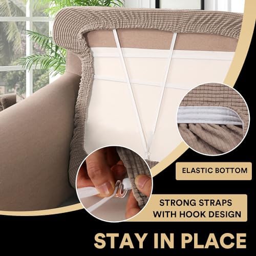 PrinceDeco Stretch T Cushion Loveseat Slipcovers,Washable,Pet-Friendly,Sand
