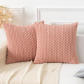 Kevin Textile Soft Corduroy 28x28 Inch Pillow Covers 2 Pack, Baby Pink
