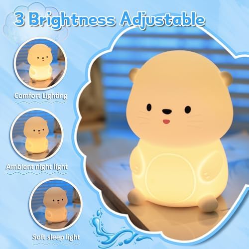 OkiyiD Otter Night Light, Cute Sea Otter Lamp Gifts,Animal Silicone Night Lamp, Cute Room Decor Night Light Birthday Gifts