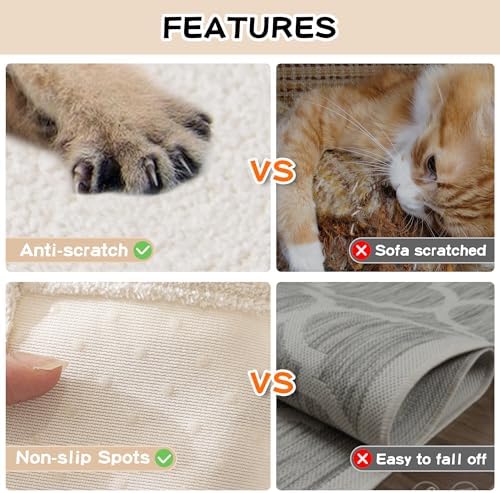 MEETSKY Couch Cover for 3 Cushion Sofa Washable, Cat Scratch Proof Sofa Covers, Furniture Protector L Shape Sofa Slipcovers Soft Sectional Couch Covers for Dogs, 71" x 134", Creamy White