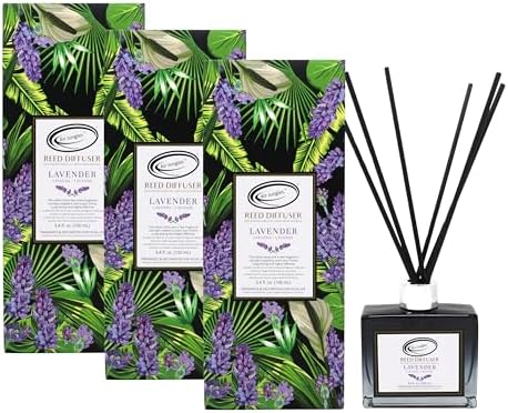 Air Jungles Lavender Reed Diffuser Set with Sticks 3.4 Fl Oz (Pack of 3)