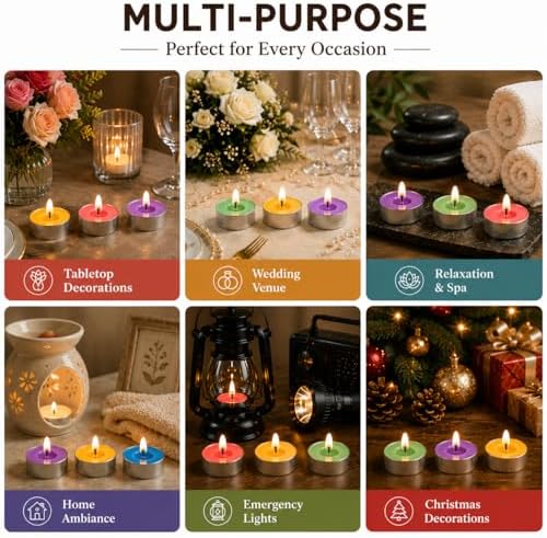 MAQIHAN 25pcs Tea Light Candles Bulk - Mixed Color Soy Votive Mini Candles