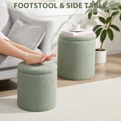 Royal Windsor Round Ottoman with Storage Set of 2, Storage Vanity Stool