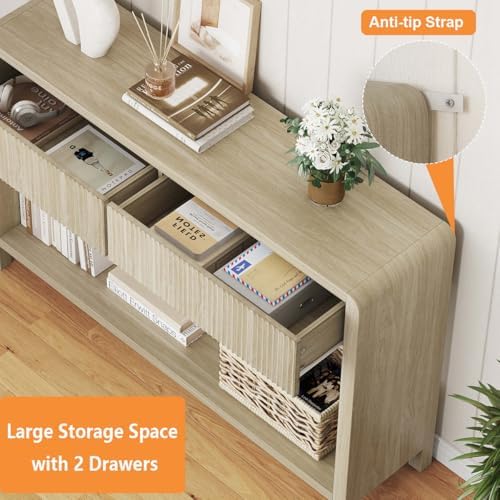 FATORRI Console Table for Entryway Storage, 47.2 Inch Light Walnut
