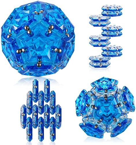 Magnetic Fidget Sphere, Crystal Blue, Sensory Desk Toy for Stress Focus Anxiety Relief