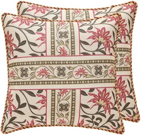 patdrea Designer Vintage French Throw Pillow Cover,18"x18",Set of 2