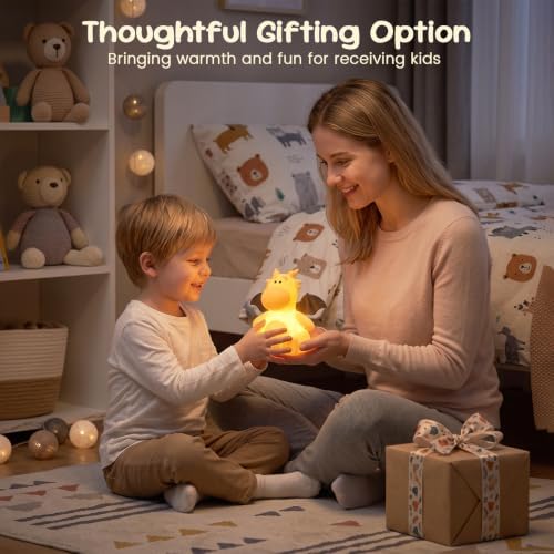 AVEKI Dragon Night Light, Silicone Touch Bedside Lamp (Dragon-Orange)