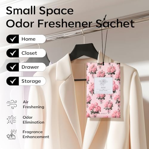 MYARO 20Pcs Rose Scented Sachets, Closet Deodorizer Car Air Freshener
