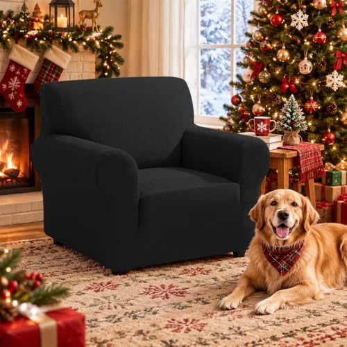 XINEAGE Stretch Armchair Slipcover, Non-Slip Pet Couch Cover,Black