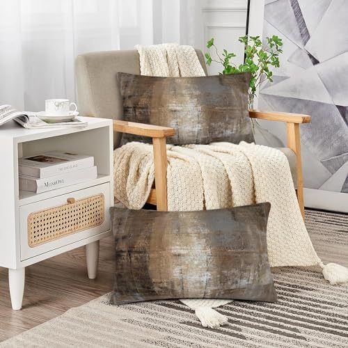 Throw Pillow Covers for Couch, 20x12 Inch, Set of 2, Taupe