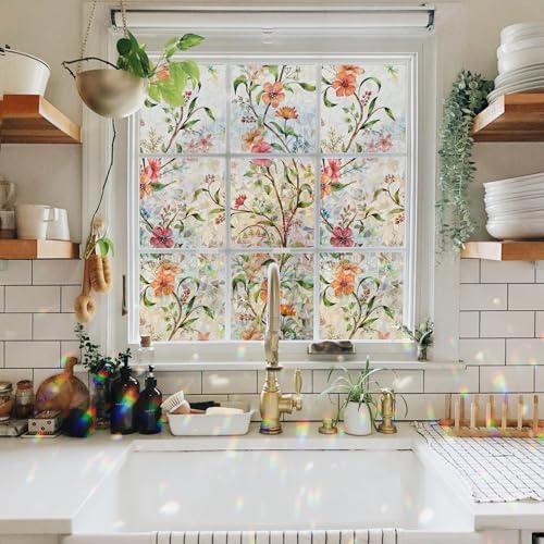 Ranzdn Window Privacy Film, Stained Glass Static Cling, 45.2" x 78.7"