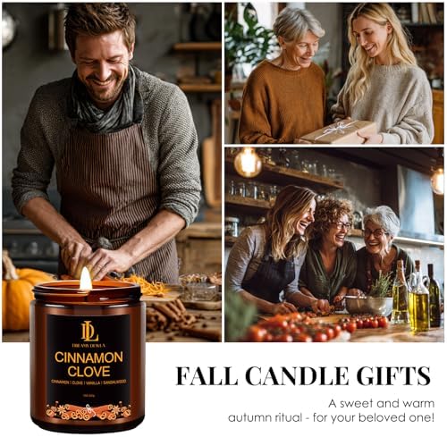DL DREAMY DEWLA Fall Candle, Cinnamon Clove Scented for Home, 7oz Soy Wax