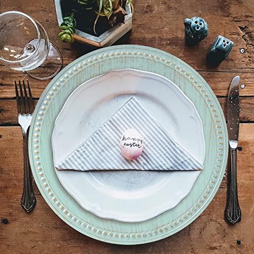 13" Vintage Charger Plates, Turquoise Beaded Chargers for Dinner Plates Set of 6, Reusable Decorative Charger Plate Set Bulk Wedding, Suitable for Easter, Anniversaries, Valentine's Day, Baby Shower
