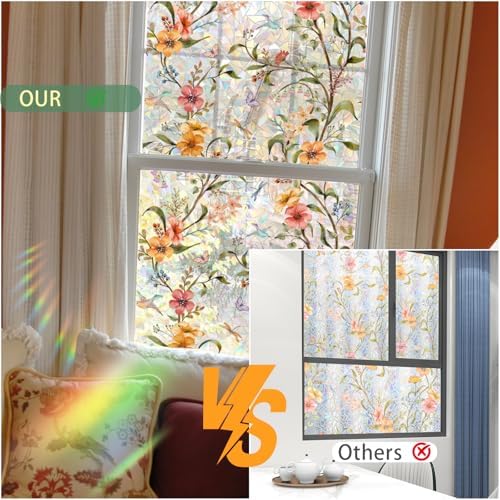 Stained Glass Window Film,17.5" x 78.7" Window Privacy Films