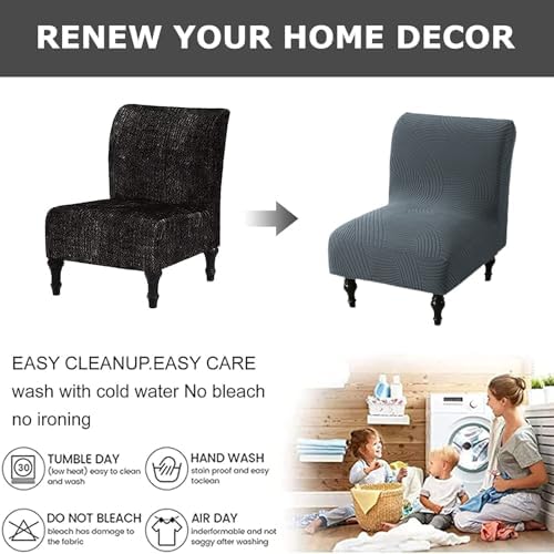 Eco-Ancheng Armless Chair Slipcover Removable Armless Accent Chairs Covers Washable Armless Slipper Chair Slipcover Printed Armless Chair Furniture Protector Covers for Living Dining Room Hotel,24
