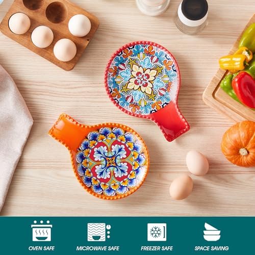 vancasso 7.7 Inch Ceramic Spoon Rest Set of 2, Bohemian Spoon Holder, Light