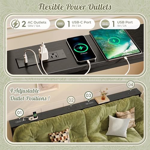 Huuger 102.4 Inch Sofa Table with Power Outlets, Skinny Behind Couch Table