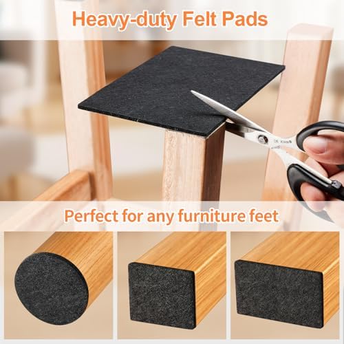 Felt Furniture Pads 400 Pieces, Furniture Pads for Hardwood Floors Black