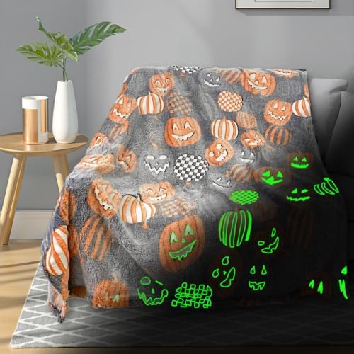 TEHALK Cute Halloween Blanket for Couch, Spooky Blanket for Boys/Girls/Kids/Teens, Pumpkin Blankets for Women/Men 40"x 60"