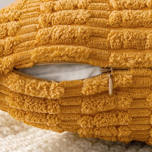 MIULEE Corduroy Decorative Throw Pillow Covers 18x18 Gold Yellow Pack of 2