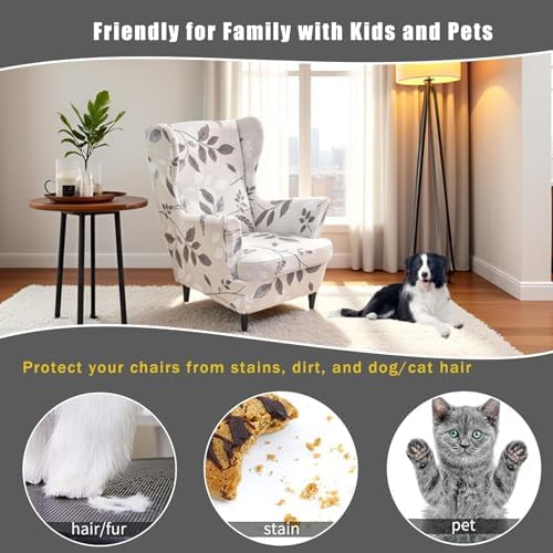 NILUOH Wingback Chair Covers 2-Piece, Armchair Slipcovers for Living Room