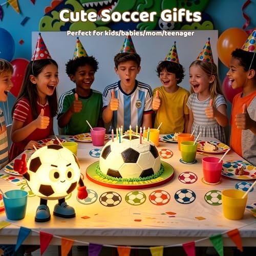 Amaredom Soccer Night Light for Kids, Cute Soccer Lamp, Black & White