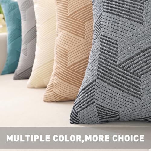 JIVINER Decorative Geometrical Throw Pillow Covers 18 x 18 Inch, Set of 2 Soft Modern Pattern Pillow Covers for Sofa, Couch, Living Room, Navy Blue