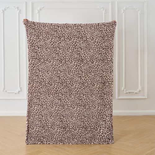 Leopard Cheetah Print Blanket – Grey Soft Plush Fleece Throw for Bed, Sofa & Travel – All Season Cozy Cheetah Pattern Home Decor Throw Blanket, 50″ x 60″