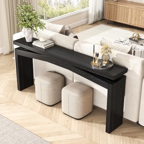 Epecoya 63-Inch Black Console Tables for Entryway Mid Century