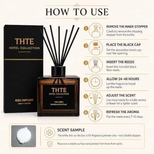 Hotel Reed Diffuser Set, 6.7 fl oz, English Pear and Freesia with Melon, Bergamot, Rose, Amber and Musk, Long-Lasting Home Fragrance for Bedroom, Living Room and Office