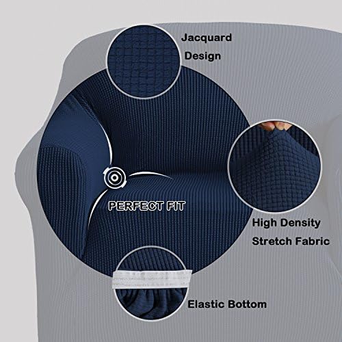 Turquoize 2 Piece Chair Covers Chair Slipcovers for Living Room Armchair Sofa Covers Chair Couch Cover with Arms Washable Furniture Protector for Chairs Feature Thick Jacquard Fabric (Chair, Navy)