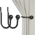 Hion Curtain Holdbacks Black 2pcs, Curtain Tiebacks Wall Mounted Hooks