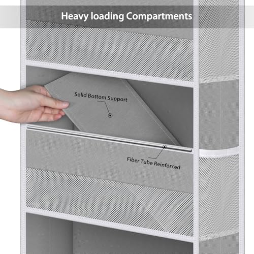 Univivi Fabric Over Door Hanging Organizer for Baby Nursery, Grey, 5-Shelf