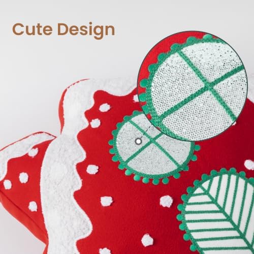 AELS Christmas House Throw Pillow, 16“ Decorative Holiday Plush Pillow, Soft Stuffed Christmas House Cushion for Christmas Home Decor, Living Room Sofa Bedroom Decoration, Red
