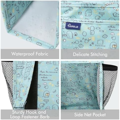 Surblue Bedside Caddy Hanging Bed Organizer Storage Bag Pocket for Bunk and Hospital Beds, College Dorm Rooms Baby Bed Rails, Camp 8 Pockets, (Large, Cartoon)