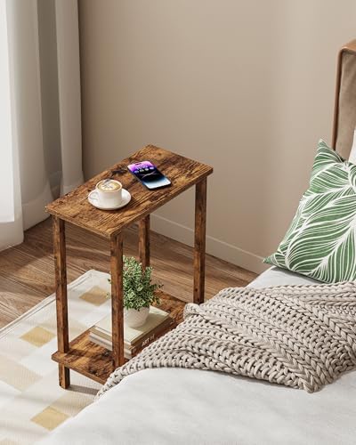 TUTOTAK Narrow Side Table, 2-Tier Small End Table for Couch