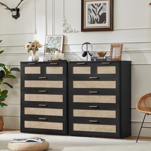 LEYAOYAO Rattan Dresser for Bedroom, 41" Tall Chest of Drawers